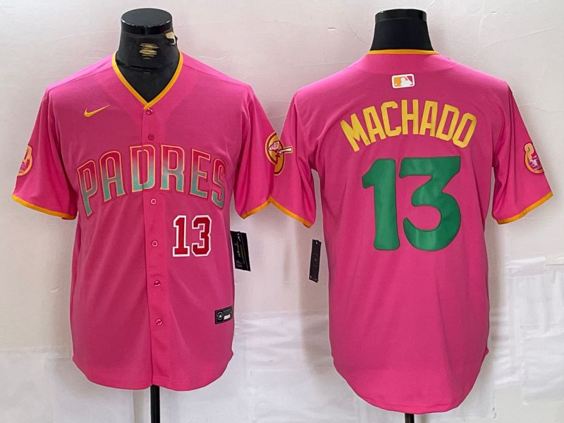 Men San Diego Padres 13 Machado Pink Jointly 2024 Nike MLB Jersey style 6